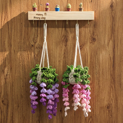Personalized Crochet Plant Car Hanging, Crochet Flower, Car Decor, Hanging Plant, Crochet Flower in Pot, Rearview Mirror Accessories