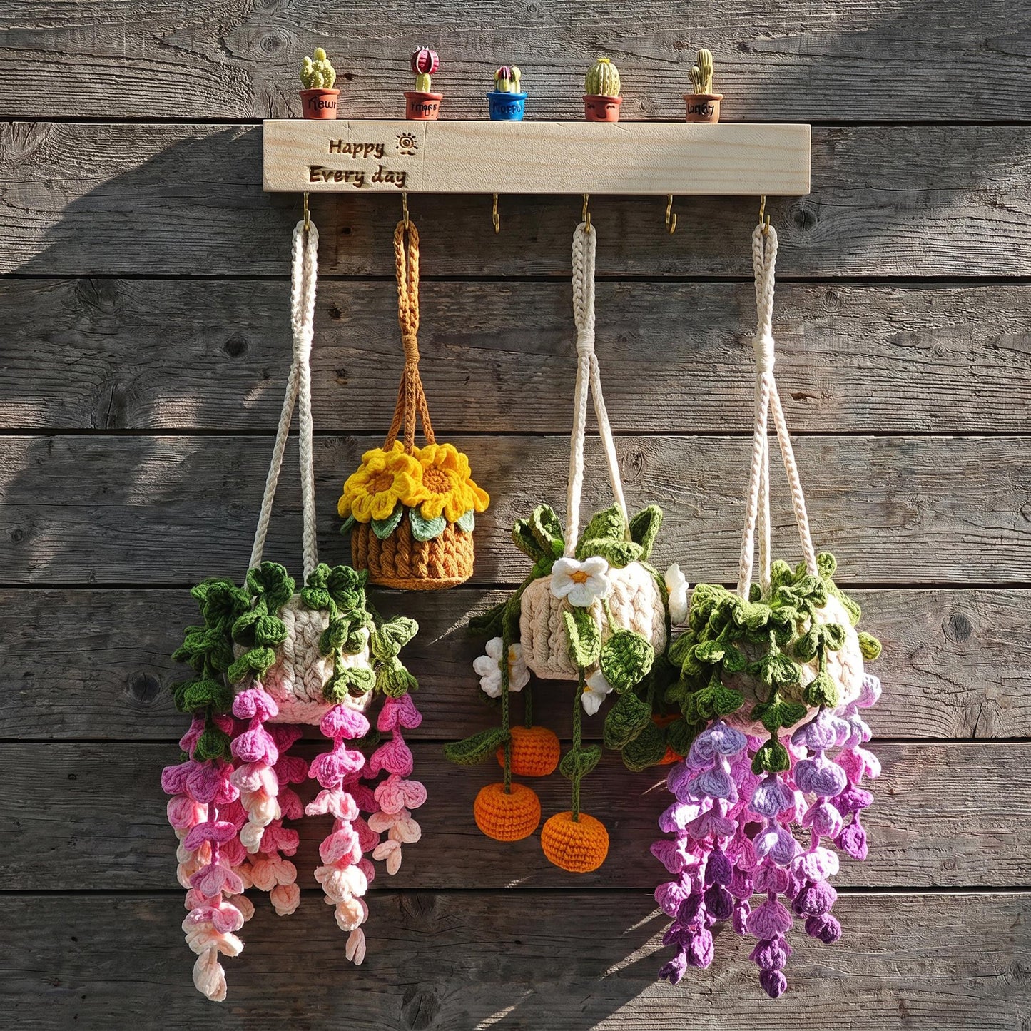 Personalized Crochet Plant Car Hanging, Crochet Flower, Car Decor, Hanging Plant, Crochet Flower in Pot, Rearview Mirror Accessories