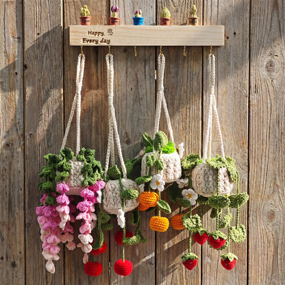 Personalized Crochet Plant Car Hanging, Crochet Flower, Car Decor, Hanging Plant, Crochet Flower in Pot, Rearview Mirror Accessories
