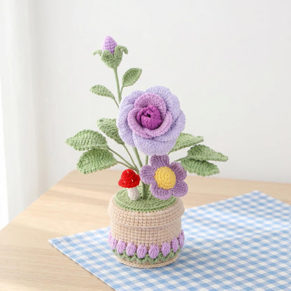 Crochet Flower in Pot, Handmade Crochet Potted Plant, Desk Decor, Room Decoration, Birthday Gift, Mother’s Day Gift for Her
