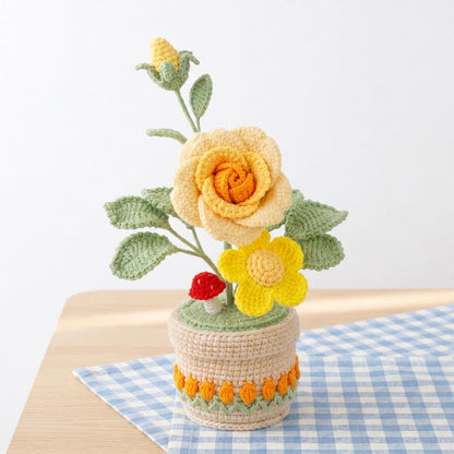 Crochet Flower in Pot, Handmade Crochet Potted Plant, Desk Decor, Room Decoration, Birthday Gift, Mother’s Day Gift for Her