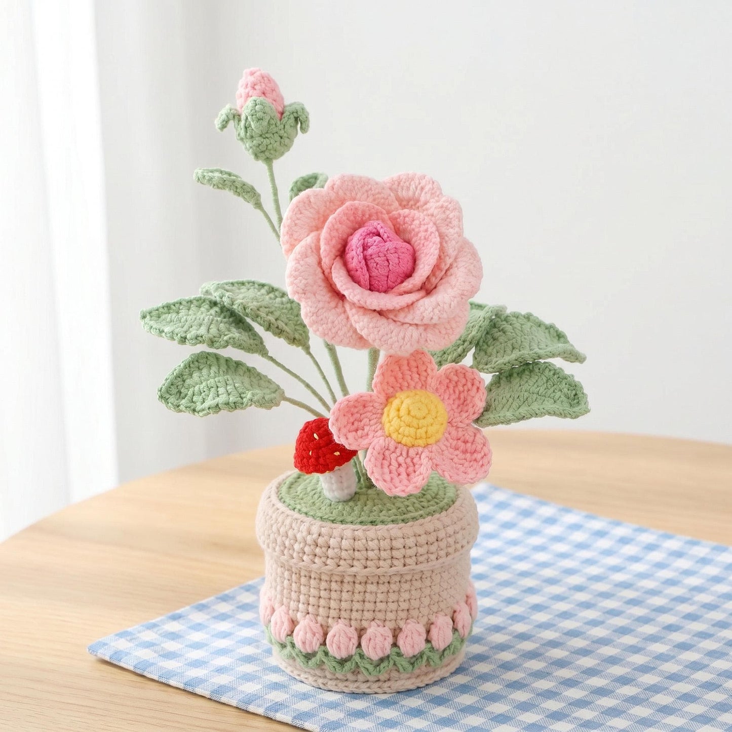 Crochet Flower in Pot, Handmade Crochet Potted Plant, Desk Decor, Room Decoration, Birthday Gift, Mother’s Day Gift for Her