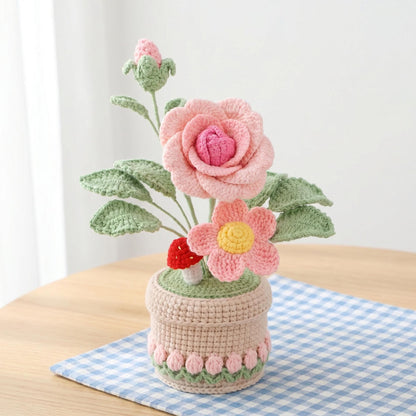 Crochet Flower in Pot, Handmade Crochet Potted Plant, Desk Decor, Room Decoration, Birthday Gift, Mother’s Day Gift for Her