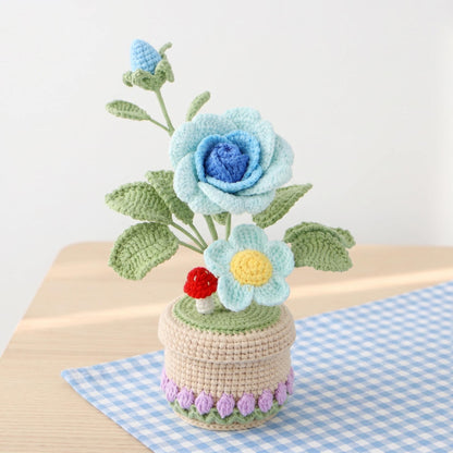 Crochet Flower in Pot, Handmade Crochet Potted Plant, Desk Decor, Room Decoration, Birthday Gift, Mother’s Day Gift for Her
