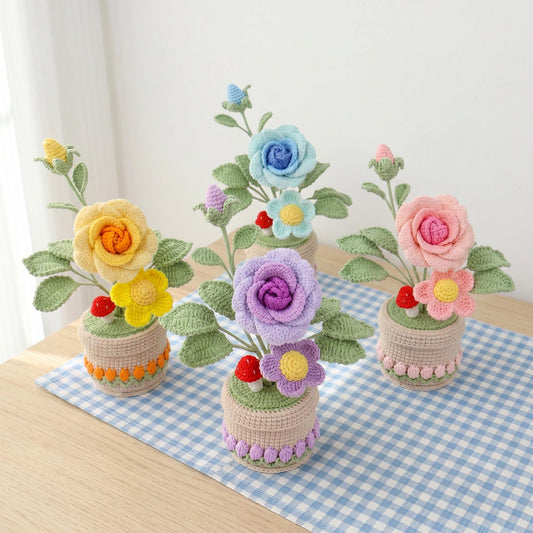 Crochet Flower in Pot, Handmade Crochet Potted Plant, Desk Decor, Room Decoration, Birthday Gift, Mother’s Day Gift for Her