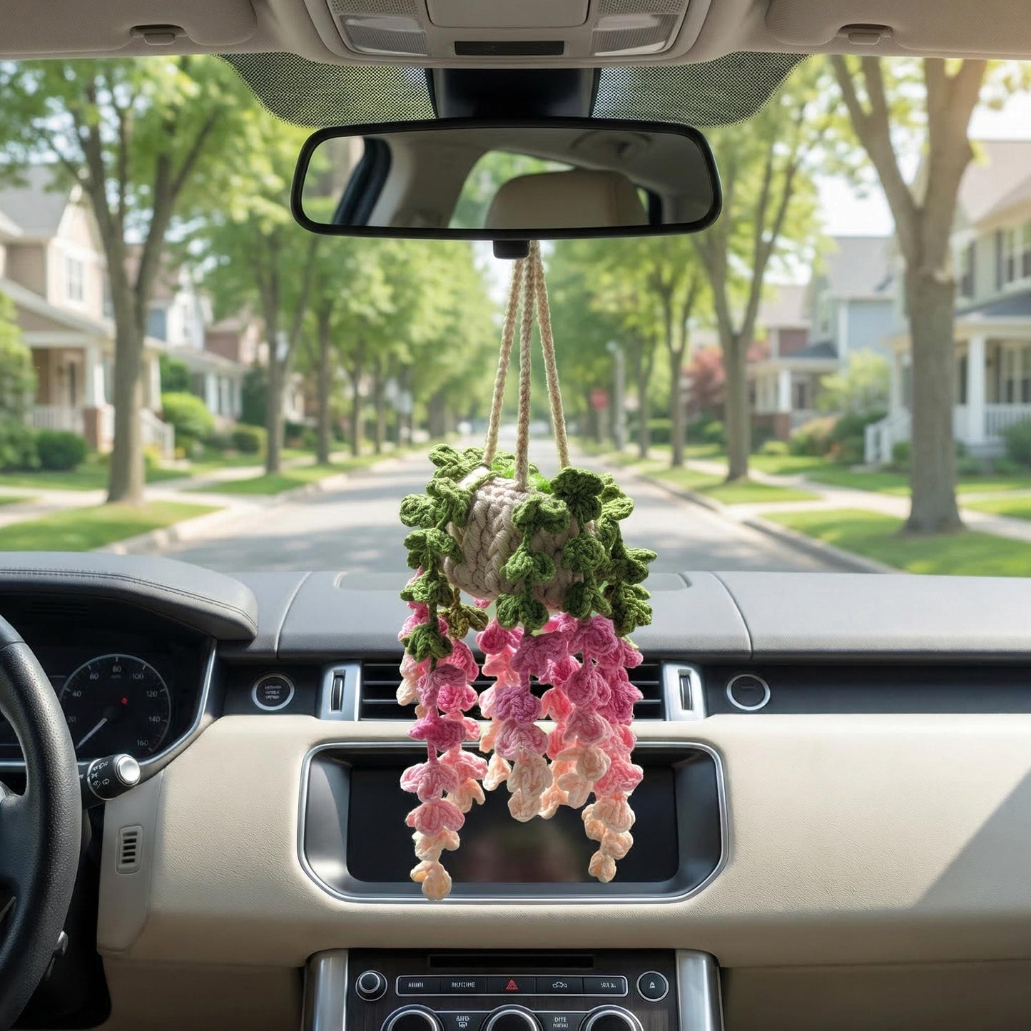 Handmade Hanging Plant, Crochet Plant Car Hanging, Cute Crochet Flower Pot, Car Rearview Mirror Decor, Car Accessory, Gift for Her