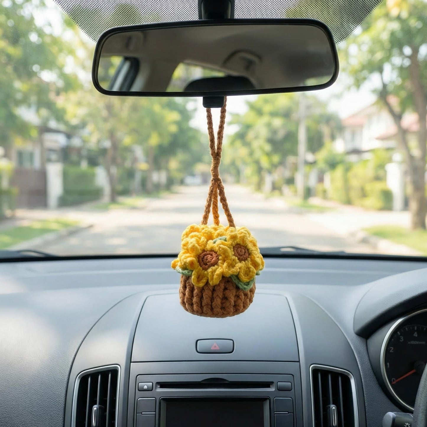 Handmade Hanging Plant, Crochet Plant Car Hanging, Cute Crochet Flower Pot, Car Rearview Mirror Decor, Car Accessory, Gift for Her