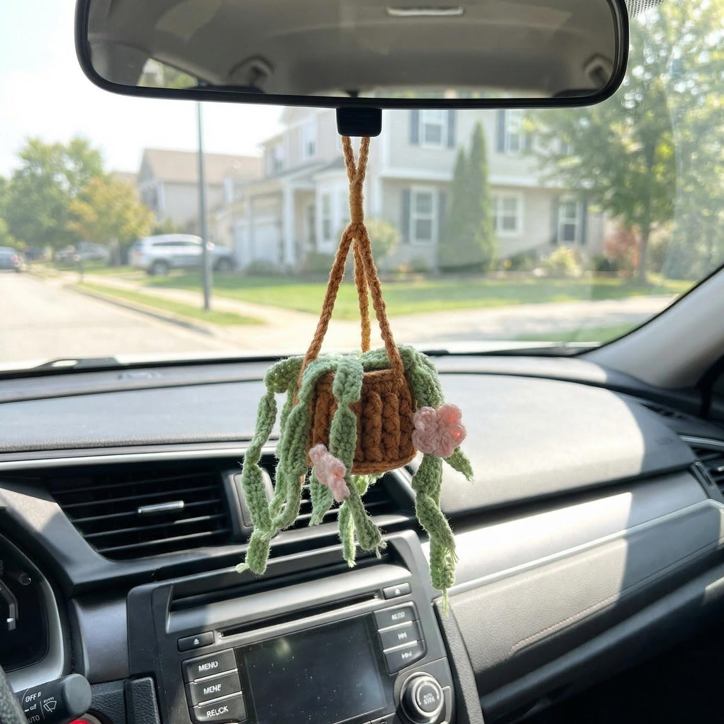 Handmade Hanging Plant, Crochet Plant Car Hanging, Cute Crochet Flower Pot, Car Rearview Mirror Decor, Car Accessory, Gift for Her