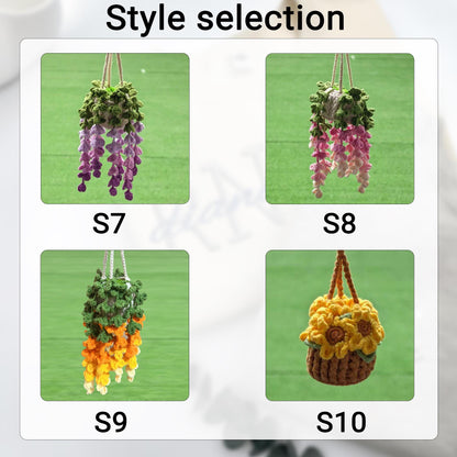 Handmade Hanging Plant, Crochet Plant Car Hanging, Cute Crochet Flower Pot, Car Rearview Mirror Decor, Car Accessory, Gift for Her