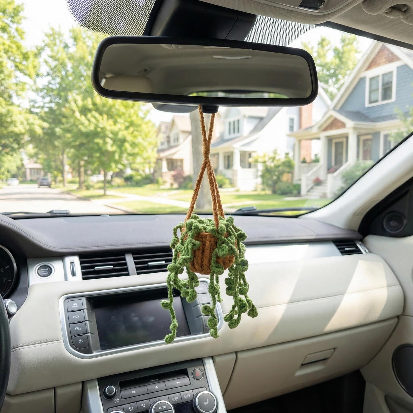 Handmade Hanging Plant, Crochet Plant Car Hanging, Cute Crochet Flower Pot, Car Rearview Mirror Decor, Car Accessory, Gift for Her