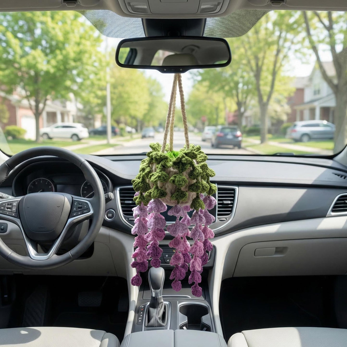 Handmade Hanging Plant, Crochet Plant Car Hanging, Cute Crochet Flower Pot, Car Rearview Mirror Decor, Car Accessory, Gift for Her