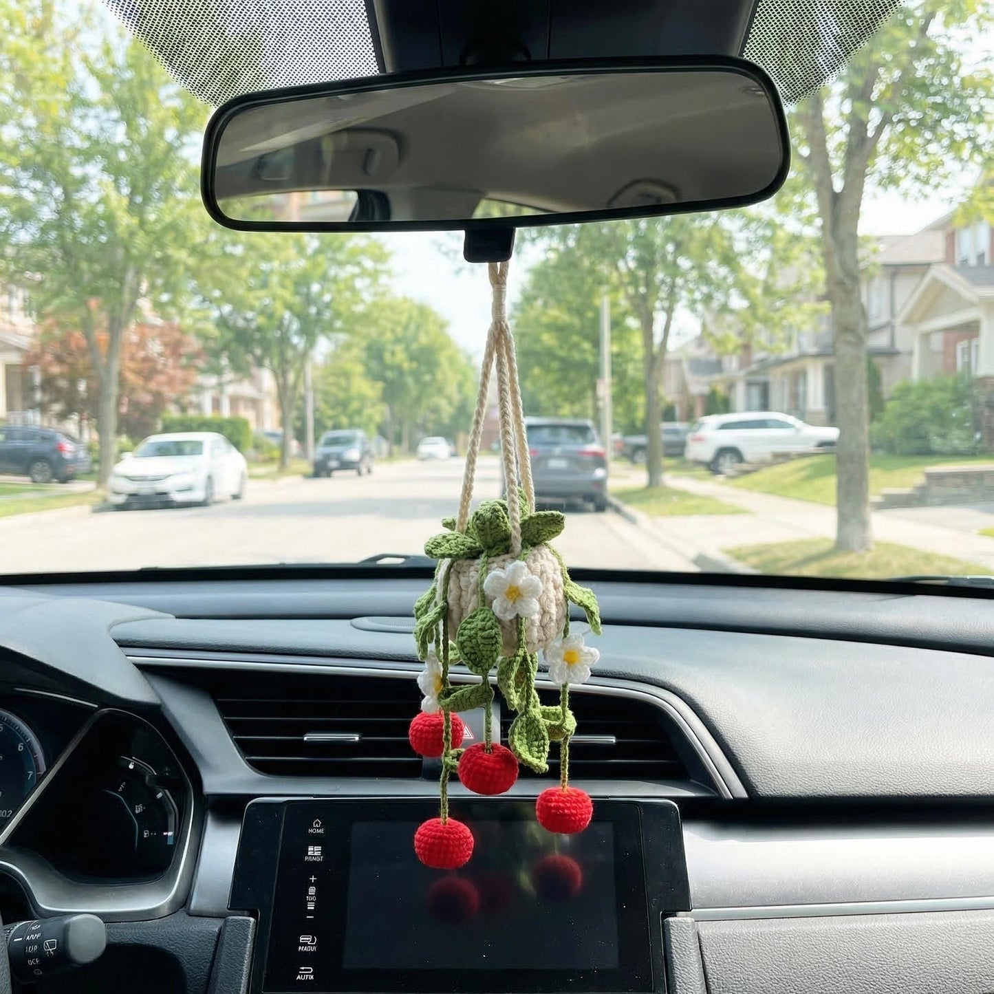 Crochet Flower Car Charm, Crochet Wisteria Potted Plants, Personalized Car Hanging, Personalized Gift for Plant Lover/Gift For Her