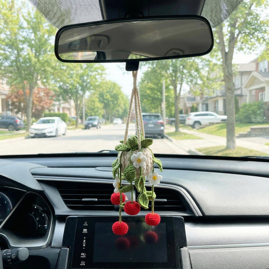 Crochet Flower Car Charm, Crochet Wisteria Potted Plants, Personalized Car Hanging, Personalized Gift for Plant Lover/Gift For Her